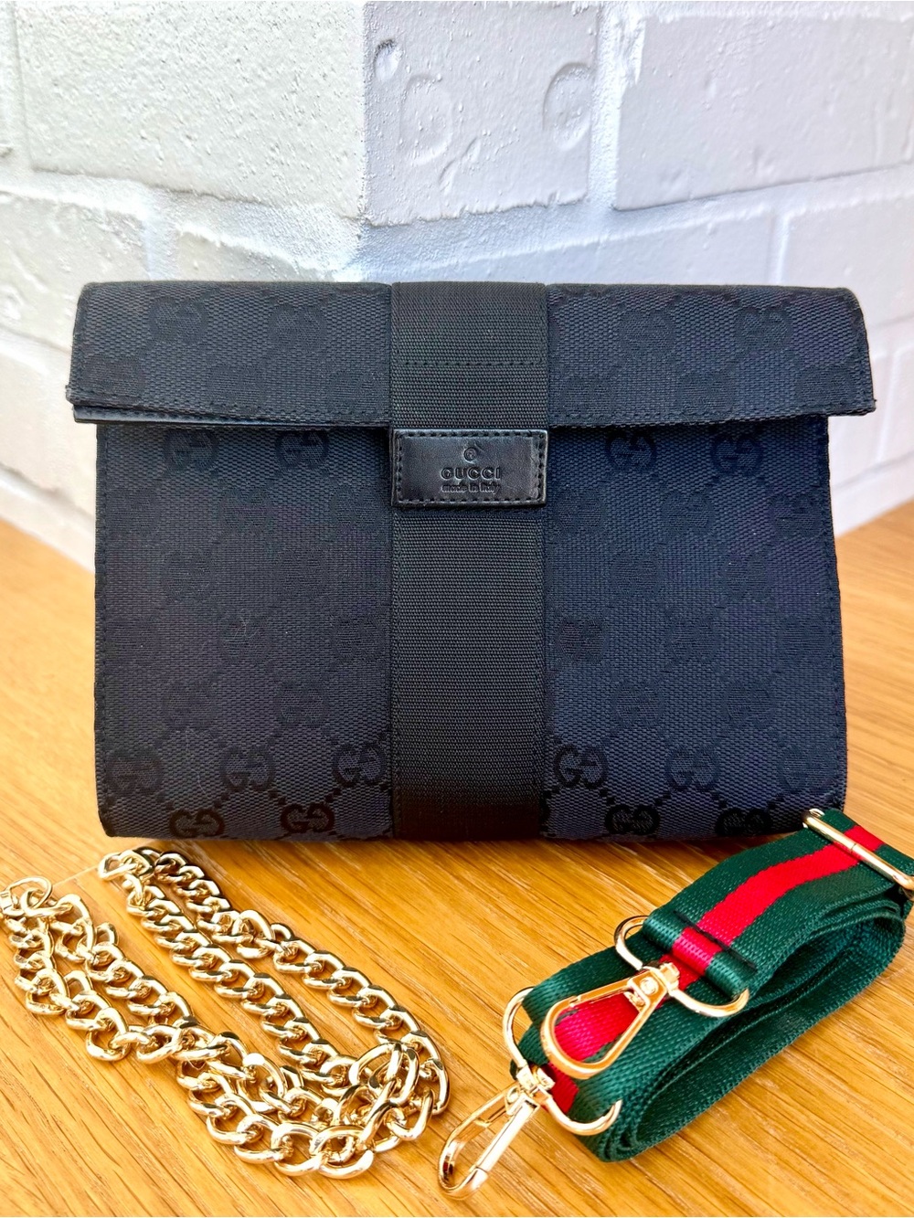 Gucci Authentic Vintage GG Monogram Canvas Clutch Bag